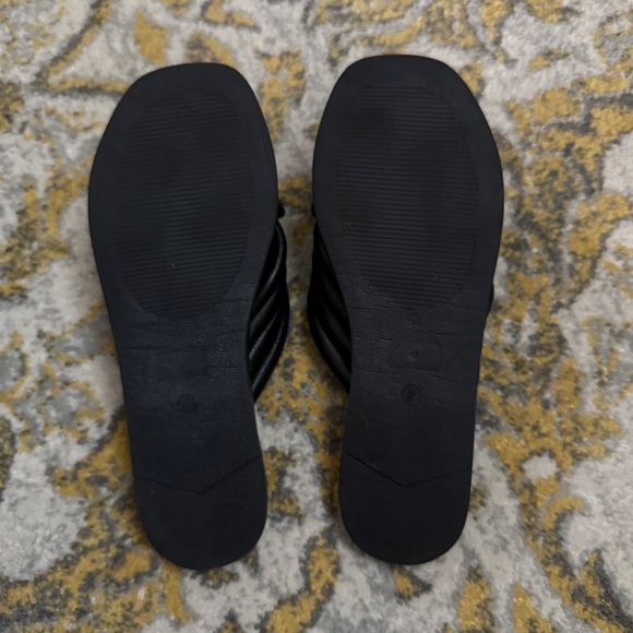 Seychelles Word for Word Leather Slide Sandal Black Size 9 Made in Italy - Picture 5 of 10